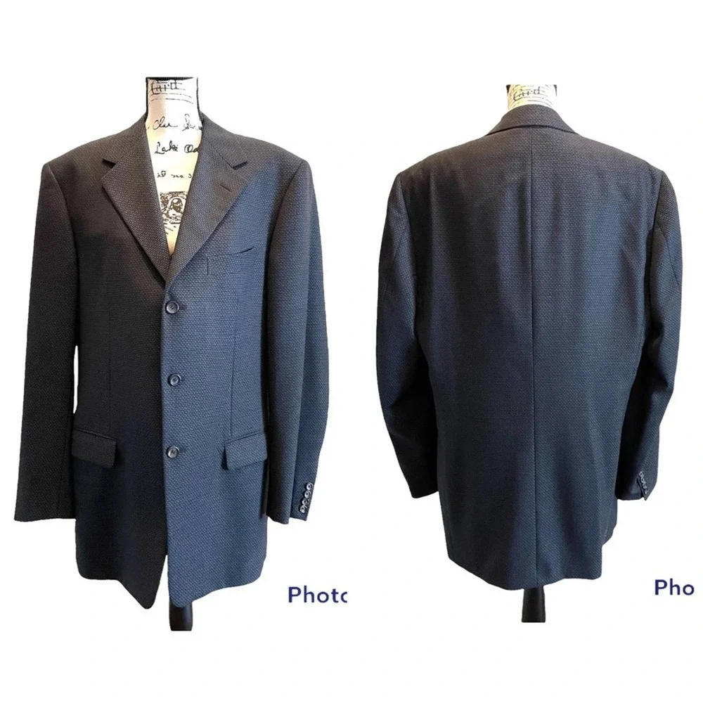 PAL ZILERI GRUPPO FORALL Mens Jacket Blazer Navy Blue Black Size 46L Sport Coat